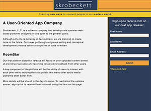 A screenshot of the Skrobeckett, LLC. homepage.